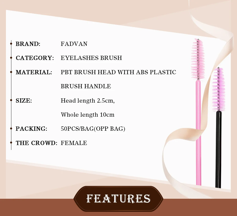 Fadvan 50/100 шт Пластик ручка ресниц кисти одноразовая щетка для ресниц, инструмент для макияжа, синтетические разноцветные кисти для ресниц
