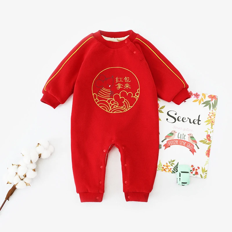 Newborn Baby Rompers Twins Infant Jumpsuit For New Year Infant Winter Clothes Kids Outwear Rompers 3m-12m
