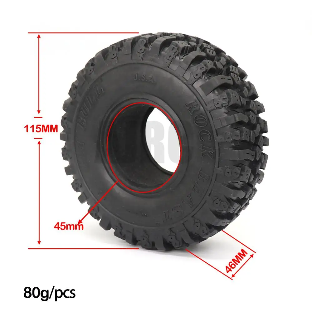 

4PCS 115MM Rubber Mud Grappler Tires for 1:10 RC Crawler Axial SCX10 SCX10 II 90046 90047 TRX4 Defender G500 TRX6 G63