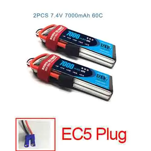 DXF Батарея Lipo 2S 3S 7,4 V 11,1 V 5200 мА/ч, 7000 мА/ч, 60C 120C 100C 200C 25C 50C на колесиках 1000 мАч 3S FPV RC вертолет автомобиля - Цвет: 2PCS2S7000mahEC5