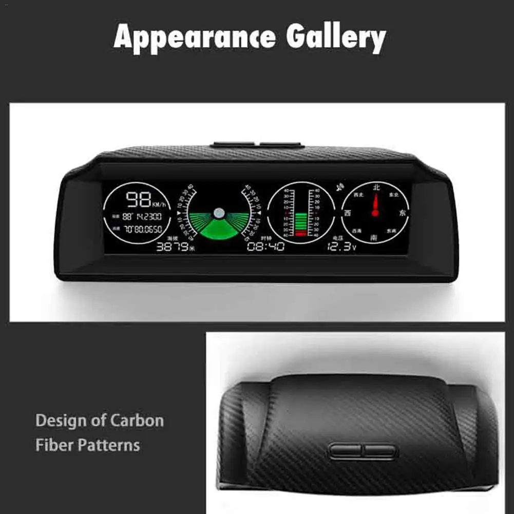 DC 10В-30В Авто HUD gps Цифровой Инклинометр датчик наклона Скорость Дисплей высотный сигнализатор наклон измерительный прибор для автомобилей/suv/rv/грузовик