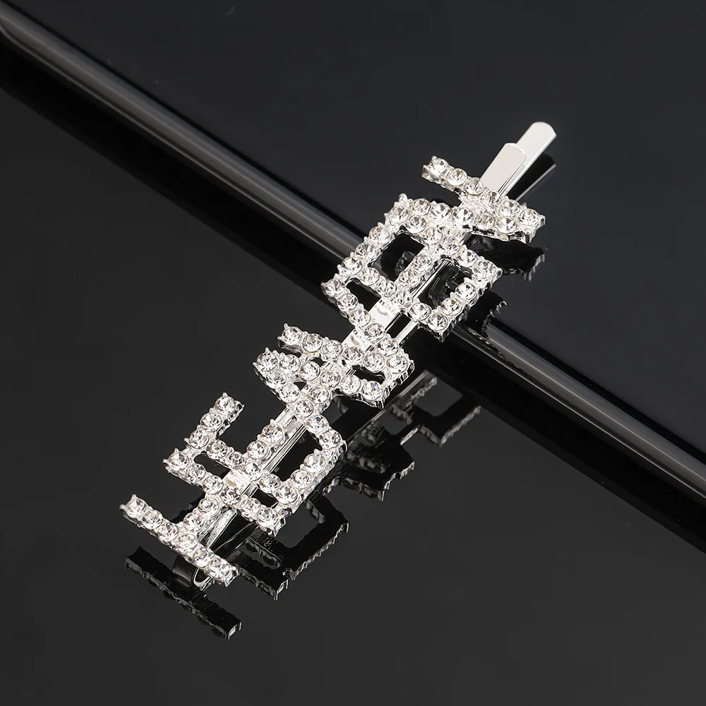 Simple Letter Rhinestone Hairpins Women Hair Clips Pins Barrettes Accessories For Women Girls Hair Hairclip Hairgrip Headdress gold hair clips Hair Accessories