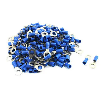 

200pcs A.W.G 16-14 27A Electric Cable Ring Crimp Connector Terminals Blue
