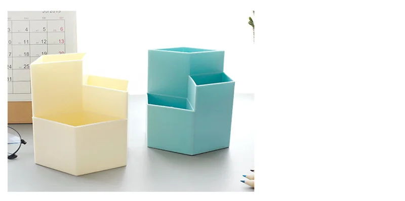 Creative 3 Grid Hexagonal Shape Pen Holder Office School Desktop Storage Case Makeup Brush Box Desk Pen Pencil Organizer