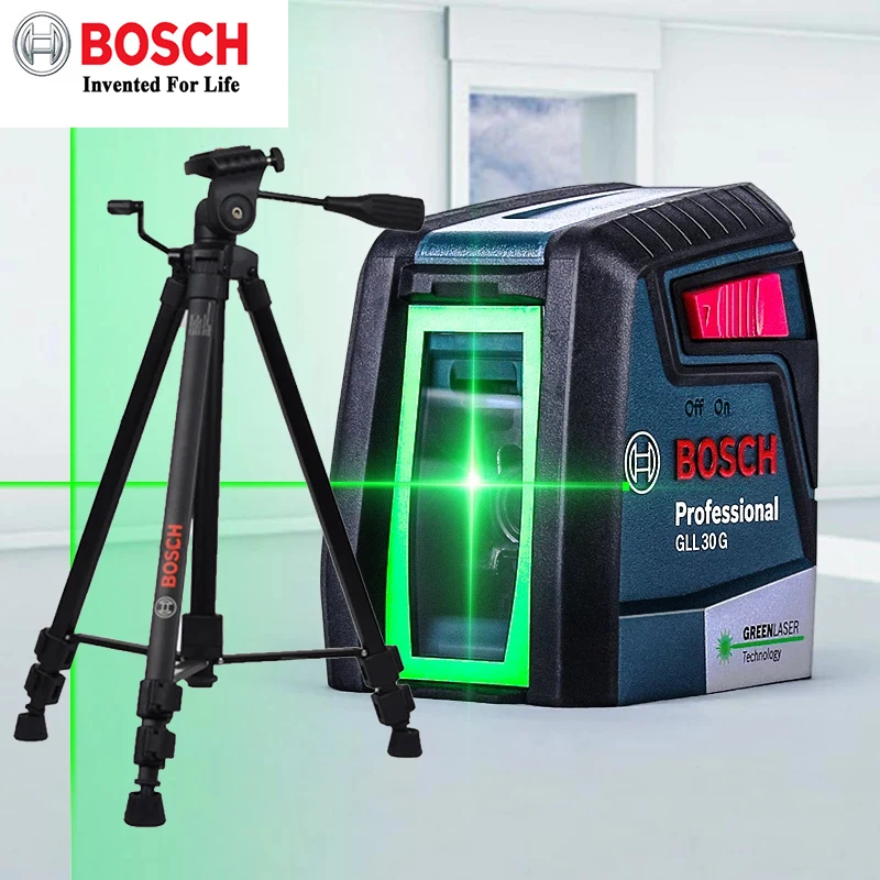 Лазерный уровень Bosch нивелир с 2 линиями зеленого лазера для домашнего декора
