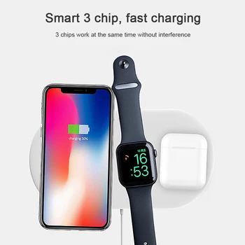 

3 in 1 Wireless Charger For Airpods Wireless Charging Pad For Watch 1 2 3 4 Wireless Fast Charger Station For iPhone 11 Pro 7 8