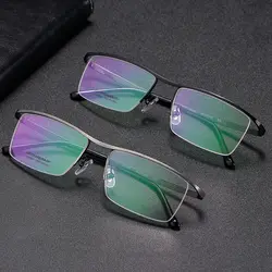 Титановые полуоправы для очков, мужские прозрачные квадратные очки, оптические корректирующие очки при близорукости, оправы для очков