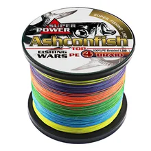 Super forte arcobaleno 500M intrecciato fili 100% pe linea di pesca in fibra di spectra multi-color 4 fili 6lb-80LB multifilamento linea(China)