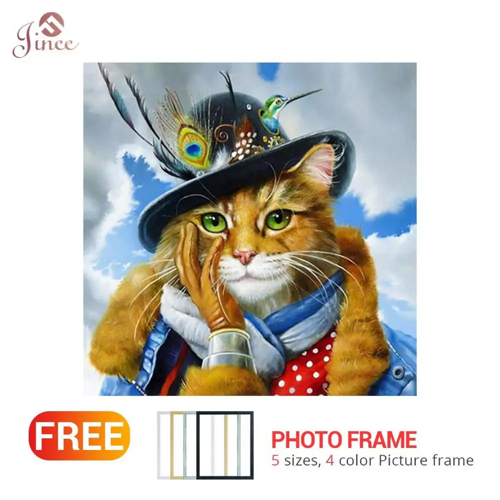

DIY 5D Diamond painting Cross stitch Animal Cat Full Square Diamond Embroidery Chin's Cat Full Drill Diamond Mosaic Art
