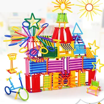 

400pcs Kids Assembled DIY Smart Stick Building Block 3D Magic Wand Sticks Inserting Block Building Construction Blocks Model Toy