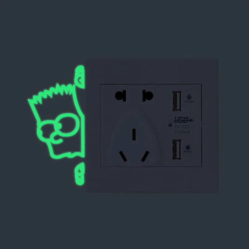 OY306 Carved Night Light Switch Stickers Simpson Avatar Living Room Bedroom Christmas Foreign Trade cha zuo tie Night Light Stic