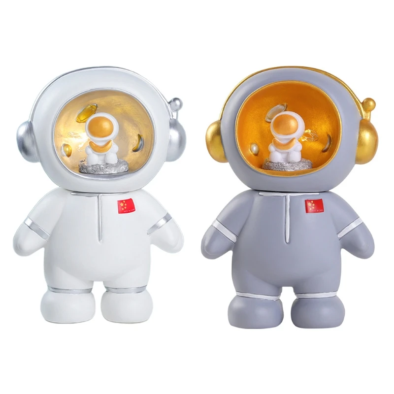 Y8AB Creative Astronaut Piggy Bank Kids Coins Money Collection Box Resin Night Light | Дом и сад
