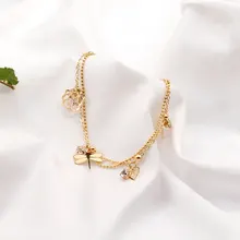 Новые продукты Аксессуары Европа и Америка выдувные песочные ноги кулон женские выдалбливают Сердце цветок стрекоза ноги украшения Ank