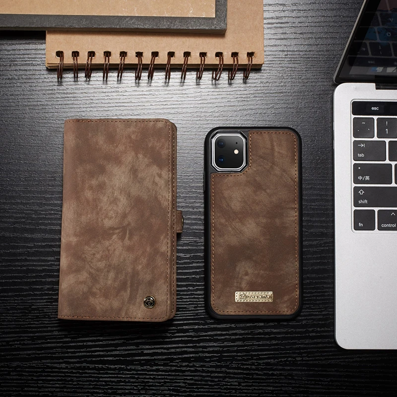Для Iphone 11 Pro X XS XR ретро многофункциональный съемный магнитный кошелек чехол из натуральной кожи для Iphone11 Pro Max 6S 7 8 Plus