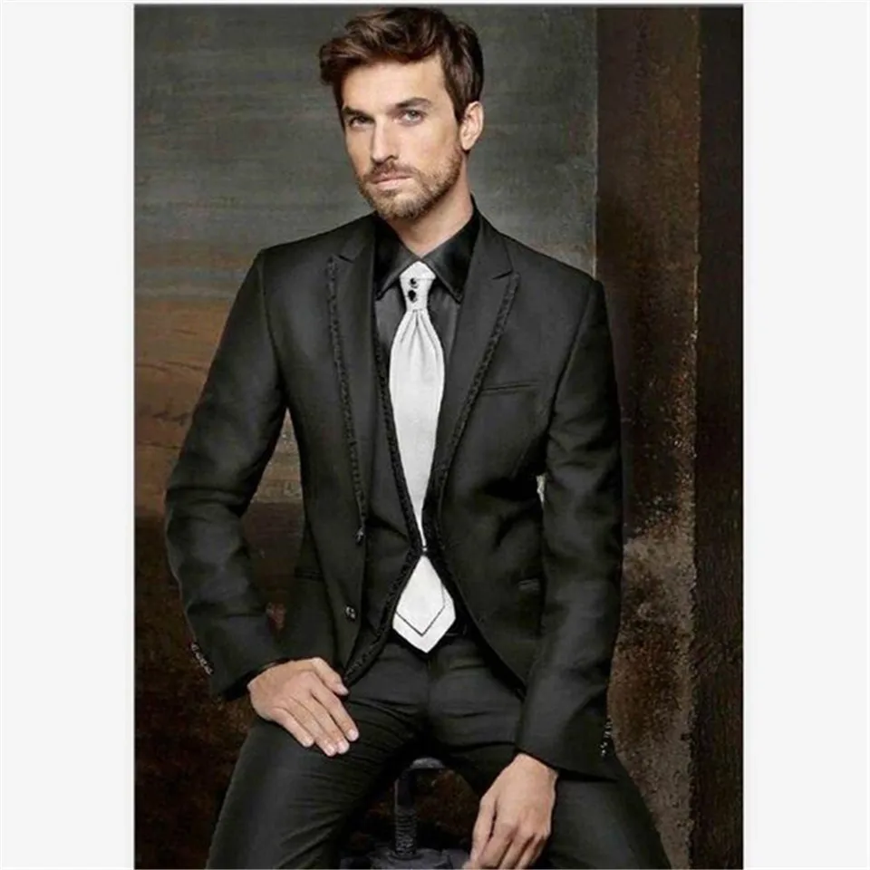 Классический мужской костюм смокинг Noivo Terno Slim Fit Easculino вечерние костюмы для мужчин смокинги для жениха черные Лучшие Мужчины Жених СР