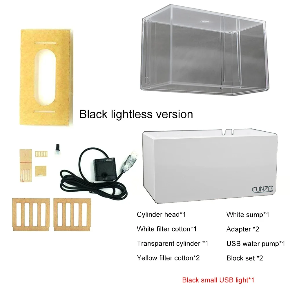 White Tank No LED Настольный аквариум, мини пластиковый тихий аквариум с светодиодный фильтром для воды, светодиодный воздушный насос, высокое качество, био-фильтр для аквариума - Цвет: White Tank No LED
