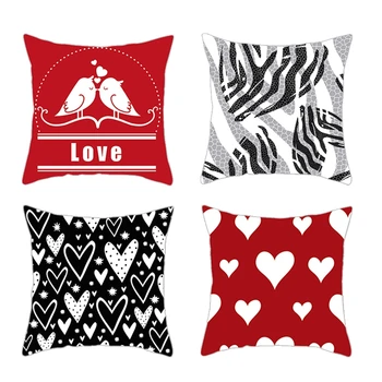 

4Pcs Valentine's Day Pillow Case 18 Inch Waist Throw Cushion Cover Pillowcase Sofa Car Bed Home Decor