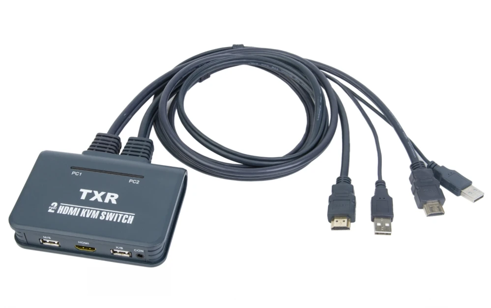 Коммутатор Dvi Kvm 2 порта Usb 0 в 1 с аудио видео кабелем для монитора клавиатуры мыши