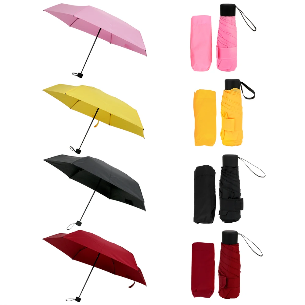 

4 Colors Mini Pocket Parasol Five Fold umbrella Portable Travel Umbrellas Waterproof Anti-UV Small Ultralight Folding Umbrella