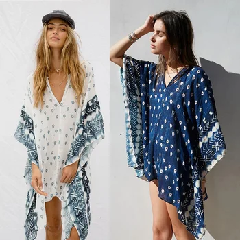 

Pareo Beach Cover Up Saida De Praia For The Capes Loose Neck 2020 Smock Outside New Printed Dress Summer Acetate Patchwork