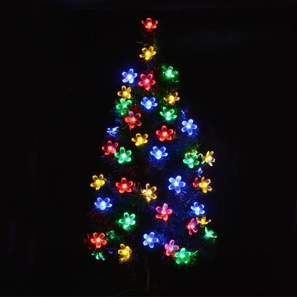 Flower LED Solar String Lights Outdoor Waterproof Garland String Lights String Fairy Tree Light for Party Wedding Garden Decor
