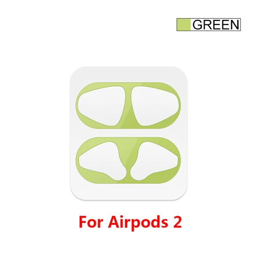 Green-2 Металлическая Пылезащитная наклейка для AirPods 1 2 Чехол Пылезащитная наклейка протектор для Apple Air Pods 2 1 Аксессуары - Цвет: Green-2