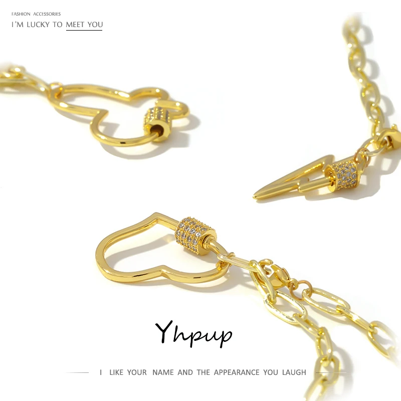 

Yhpup Women Necklace Butterfly Heart Lightning Geometric Sweater Pendant Necklace Cute Sweet Zirconia Jewelry for Female Party