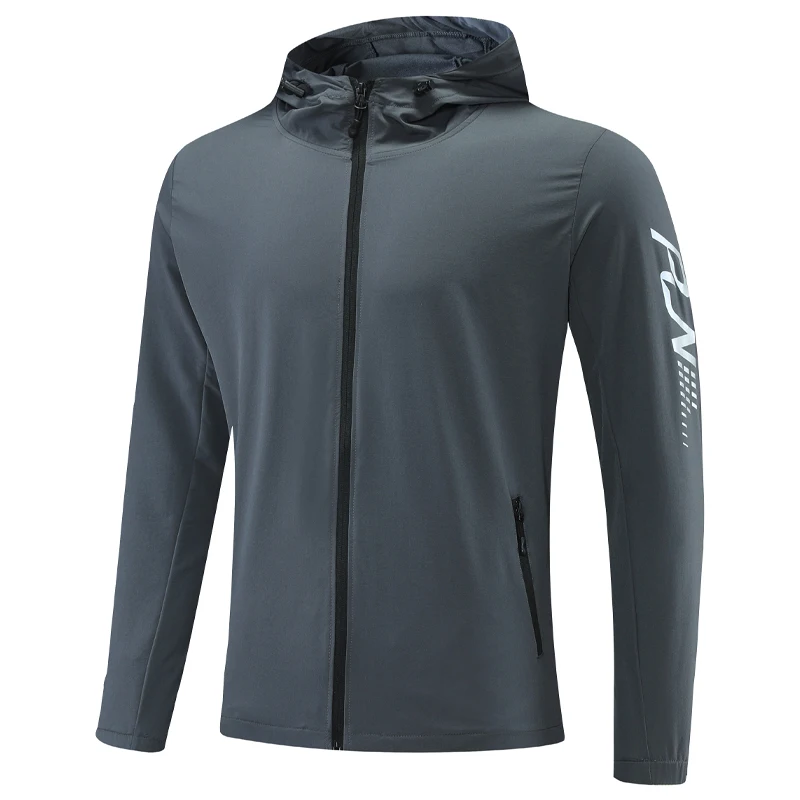 Men Fitness Jackets Quick Dry Zipper Hooded Workout Coats 2021 New Male Gym Sportswear Top Running Hoodies