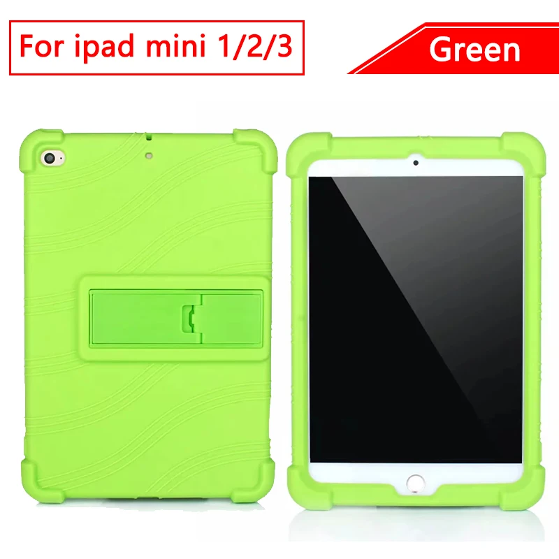 mini 123 green Silicon Cover Case For Apple Ipad Mini 4 5 7.9 inch Tablet Pc Protective Case For Apple Ipad Mini 1 2 3 Shockproof Soft Cover - Цвет: mini 123 green
