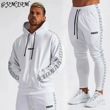 

2020 new fashion embroidered logo men's suit casual wear jogger men's hoodie + men's trousers fitness clothing brand sportswear