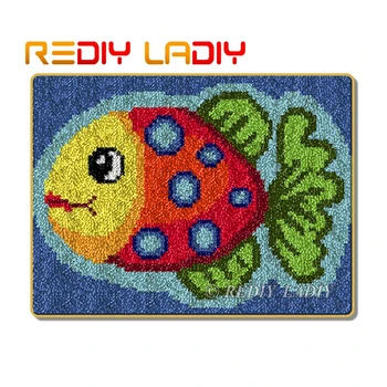 

Latch Hook Kits Make Your Own Rug Cartoon Fish Crocheting Cushion Mat DIY Carpet Rug Acrylic Yarn Printed Canvas Arts & Crafts