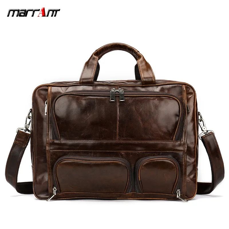 

Leather men's-in-one cowhide retro men's handbag, cowhide business case, single shoulde