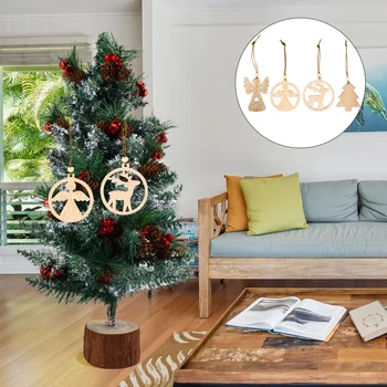 

24pcs Wood Slice Embellishment Xmas Tree Ornament Hanging Pendant Wooden Tags for Home Christmas Party
