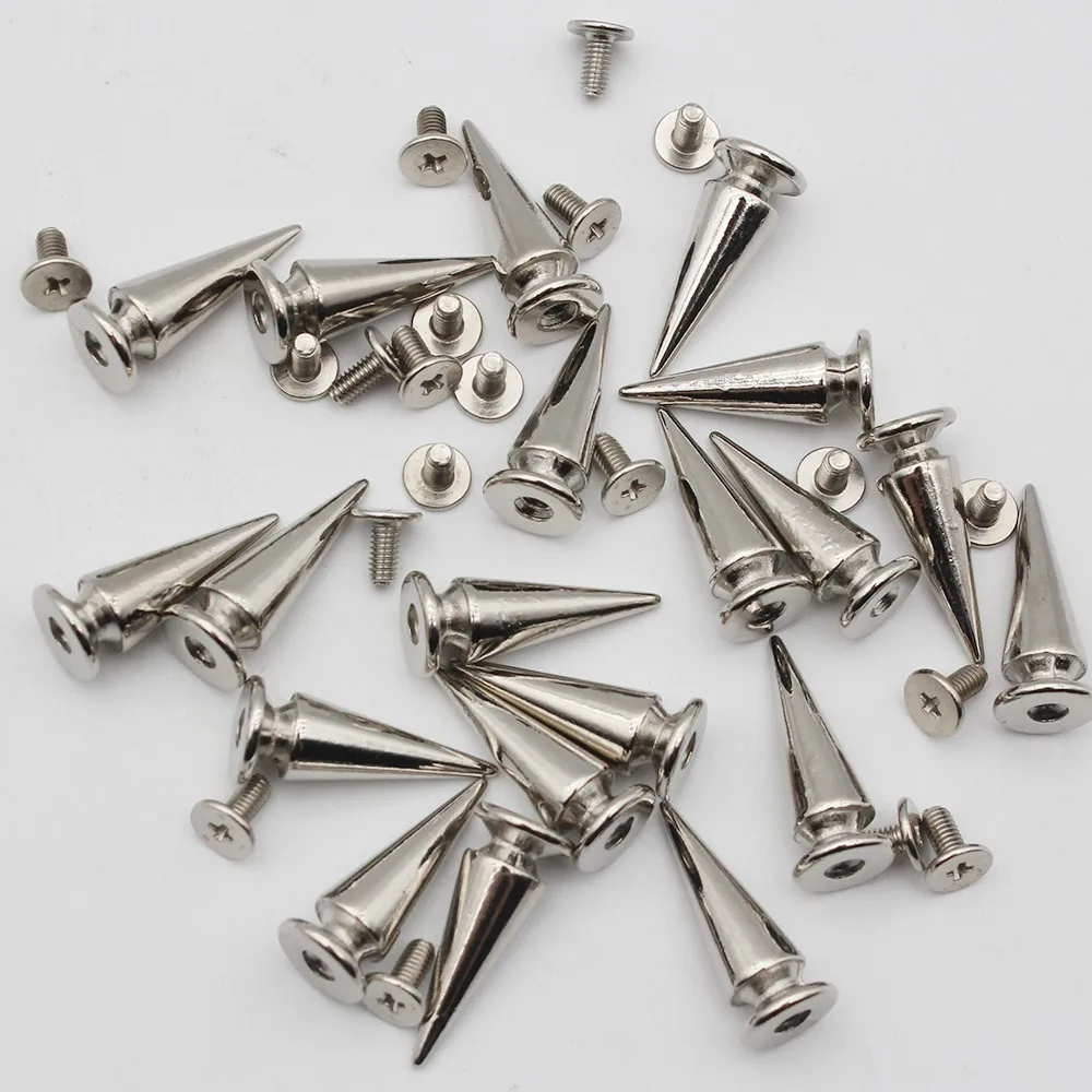 20/12pcs Metal Cone Spikes Bullet Studs Screwback Rivet Spots Leather
