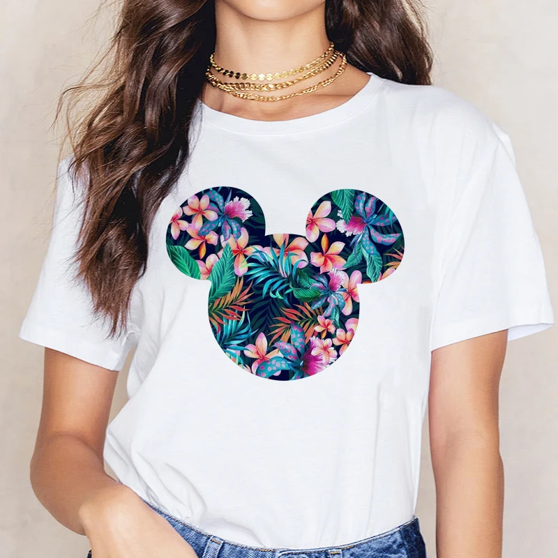

T shirt Women Clothes Mickey mouse 2019 tShirts girl Femme Harajuku Flowers minne cartoon Streetwear Tops Korean Kawaii Camiseta