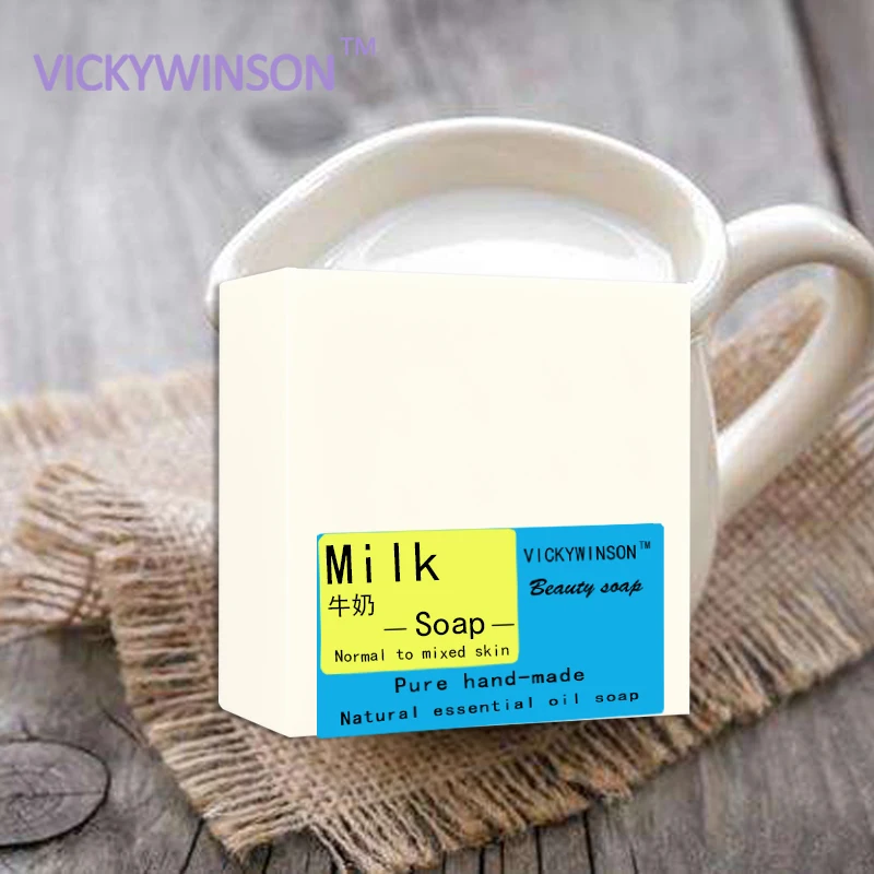 VICKYWINSON Milk Handmade soap 100g Collagen Skin Lightening Handmade Soap Oil Control Whitening Moisturizing Soap