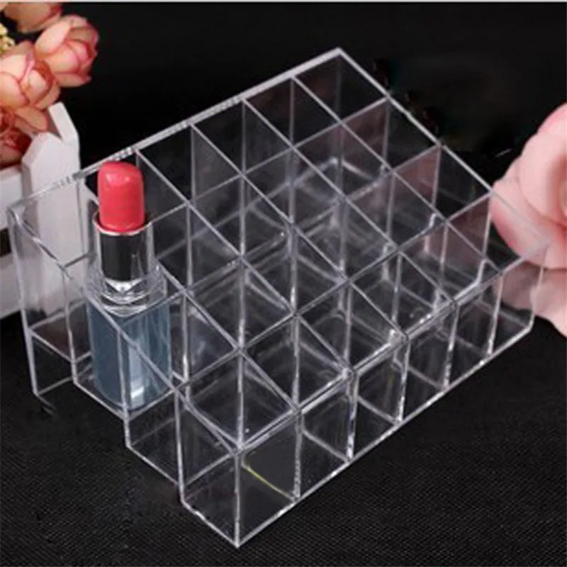  24 Grid Acrylic Makeup Organizer Storage Box Cosmetic Box Lipstick Jewelry Box Case Holder Display 