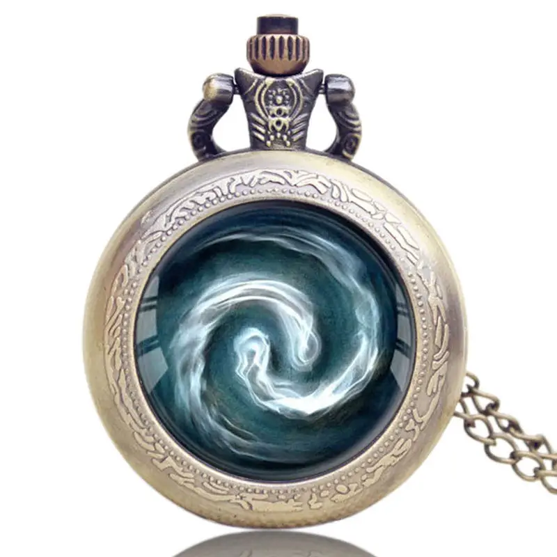 Новое поступление, Железный человек, винтажные кварцевые карманные часы с ожерельем, цепочка с подвеской, мужские и женские часы, подарок часы на цепочке - Цвет: Blue2