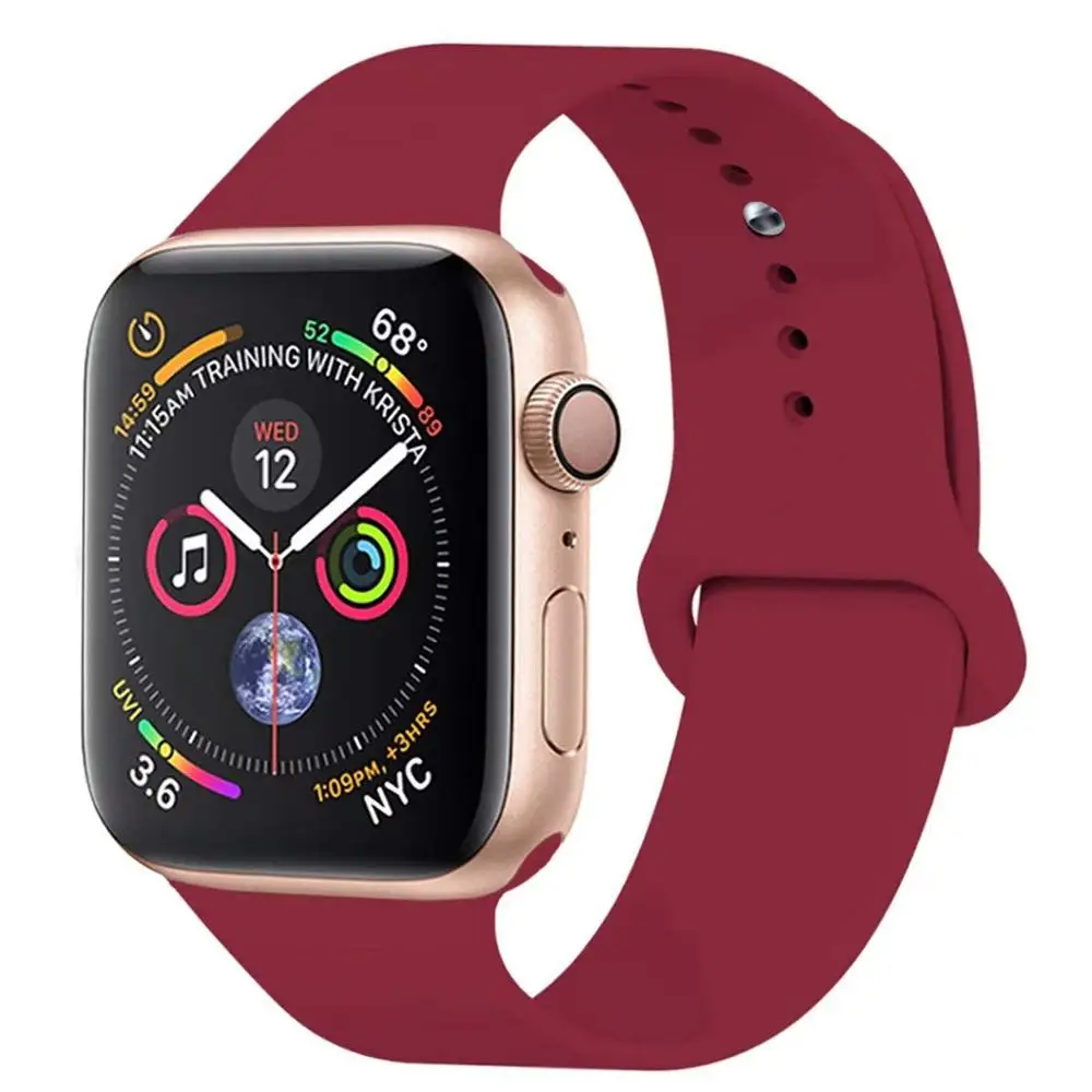 32 Цвета мягкого силикона замена спортивный ремешок для Apple Watch группа 44 мм 40 Series4/3/2
