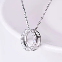 Colliers avec pendentif rond en argent Sterling 925 et Zircon pour femmes, bijoux fins, Semi-strass, Simple, cercle brillant, chaîne de clavicule 3