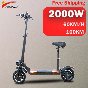 Billig JS Elektrische Roller 2000W Dual Motor Tretroller 11inch Off-road Rad 100KM 60V26A Batterie Elektrische Skateboard Für Erwachsene