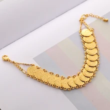 Древние браслеты с подвесками в форме монет и браслеты для арабов, Ближнего Востока, для женщин, золотой цвет, индейка, ювелирное изделие, подарок