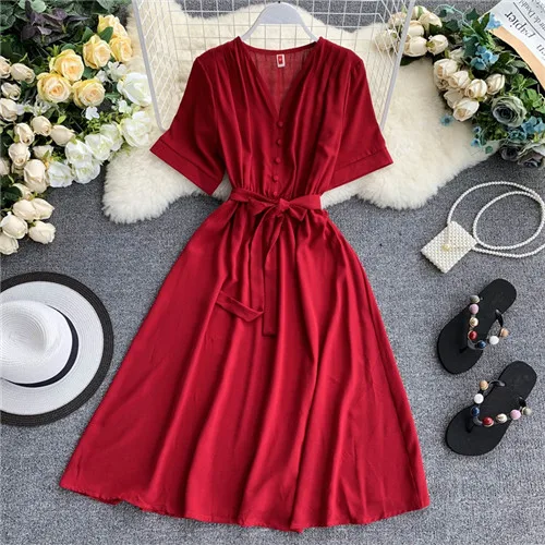 Модное весеннее новое летнее длинное платье миди с v-образным вырезом vestido de festa вечернее Бандажное женское повседневное элегантное платье с высокой талией Vestidos - Цвет: XH--449 Wine Red