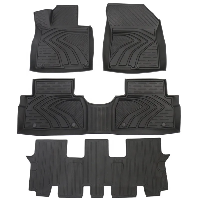Full Set Car Floor Mats All Weather Non slip TPE Rubber Foot Mats for HYUNDAI SANTA FE with 7
