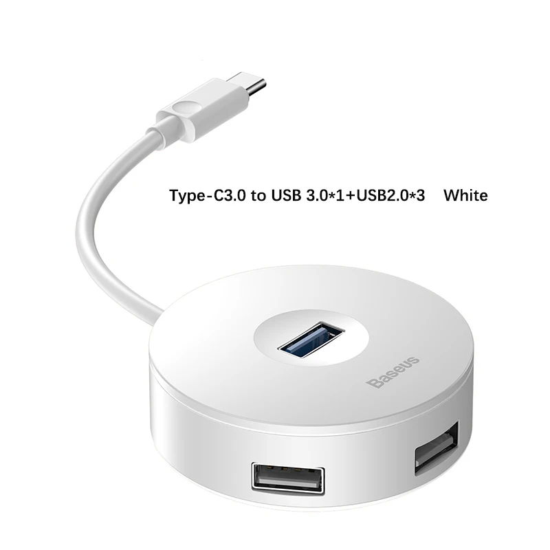 Baseus USB 3,0 4-Порты и разъёмы usb-хаб адаптер 5 Гбит концентратор USB type C для huawei компьютер PC/Mac OS Тип C USB 3,0 концентратор - Цвет: White Type-C