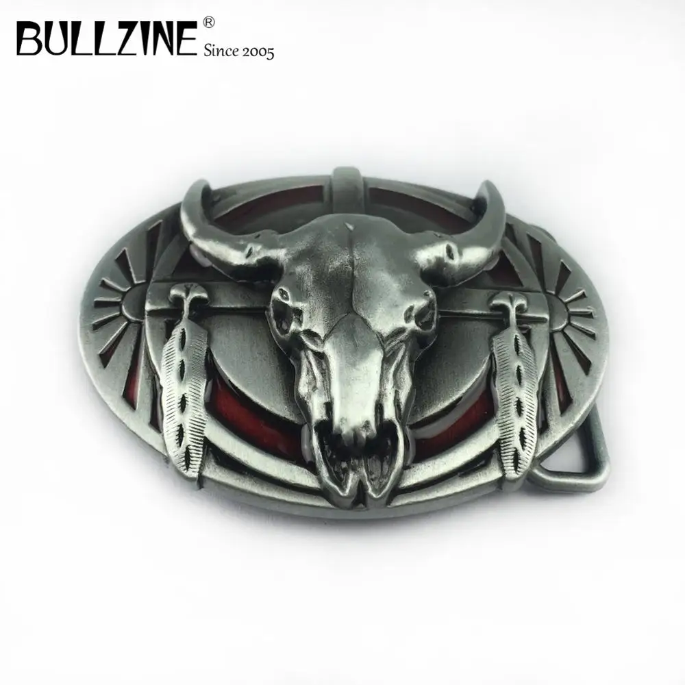 Bullzine оптовая продажа цинковый сплав красная эмалированная ретро Пряжка ремня в