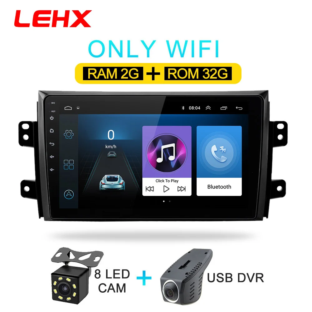 LEHX 2.5D ips экран Автомобильный Радио плеер для Suzuki SX4 2006 2007 2008-2011 2012 2Din Android 8,1 Мультимедиа gps навигационный плеер - Цвет: LE-SX4-32G-CAM-DVR