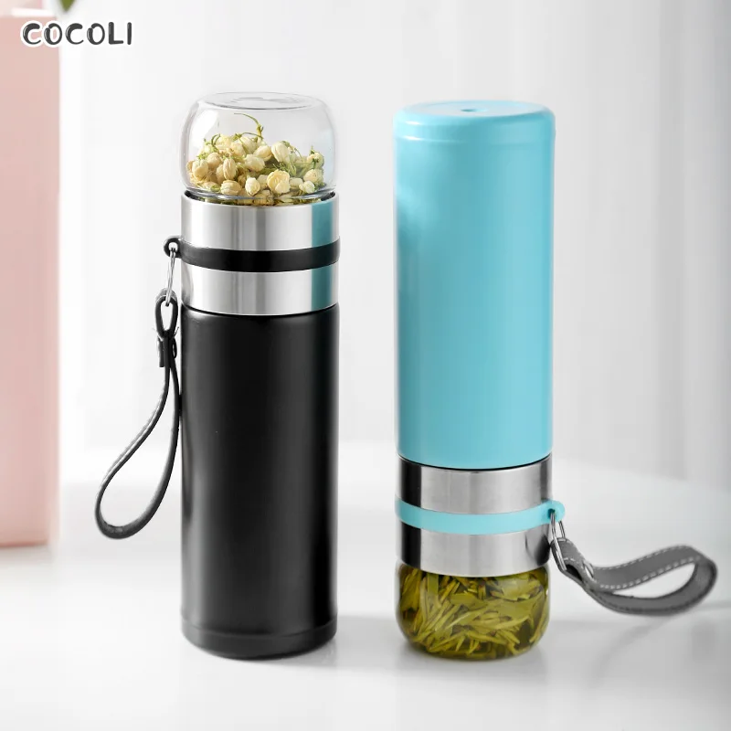 400ML Thermos Water Bottle With Tea Filter Tea Water Separation 304