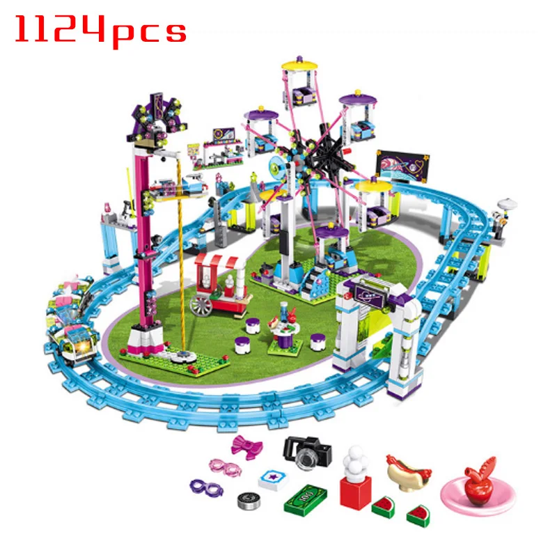 

Legoinglys Friends Bricks Compatible Amusement Park Blocks Roller Coaster Figure Model Toys Hobbie Children Girls