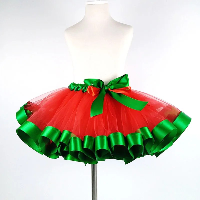 Милые детские юбки-пачки на Рождество, Год, день рождения, для детей, для малышей фатиновая юбка-пачка для девочек вечерние юбки для танцев на свадьбу бальное платье - Цвет: red green